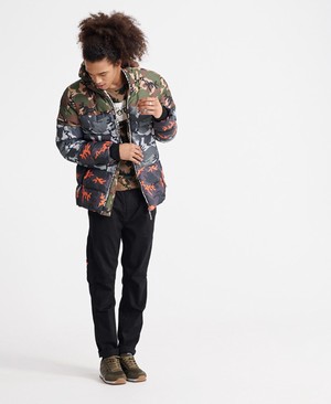 Superdry Camo Mix Sports Down Puffer Férfi Kabát Fekete/Camo | KWGML1026